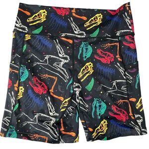CVG Constantly Varied Gear Shorts Womens Large Black Dino Fossil Multi Pockets